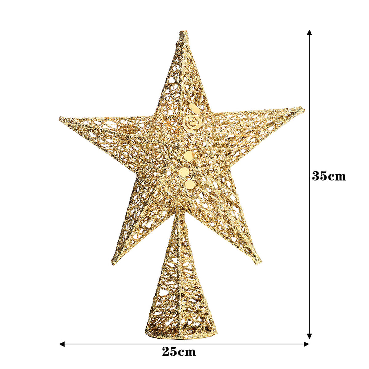 Iron Star Gold Christmas Tree Topper 35cm