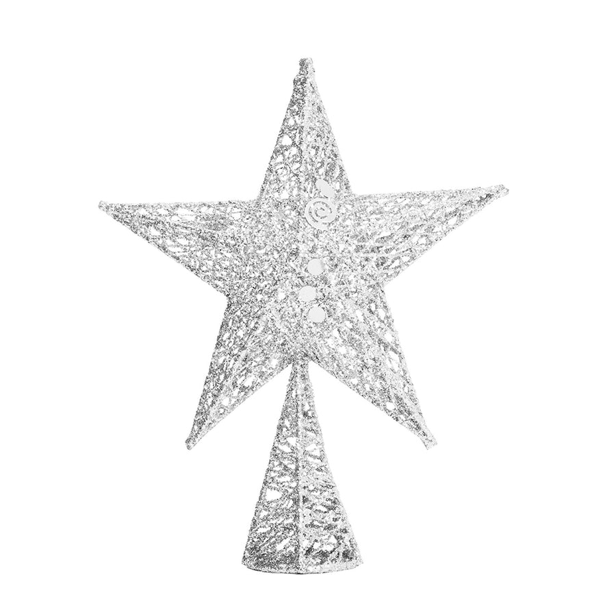Silver Sequin Star Christmas Tree Topper 40cm