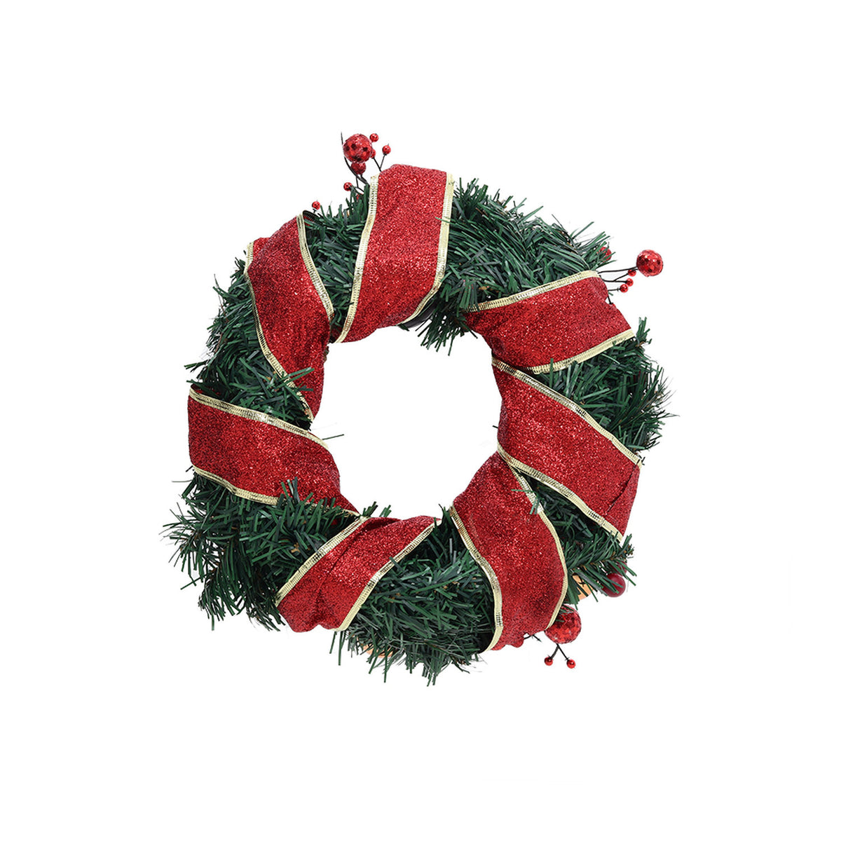 LED Red Christmas Wreath with Pine Cones 30cm