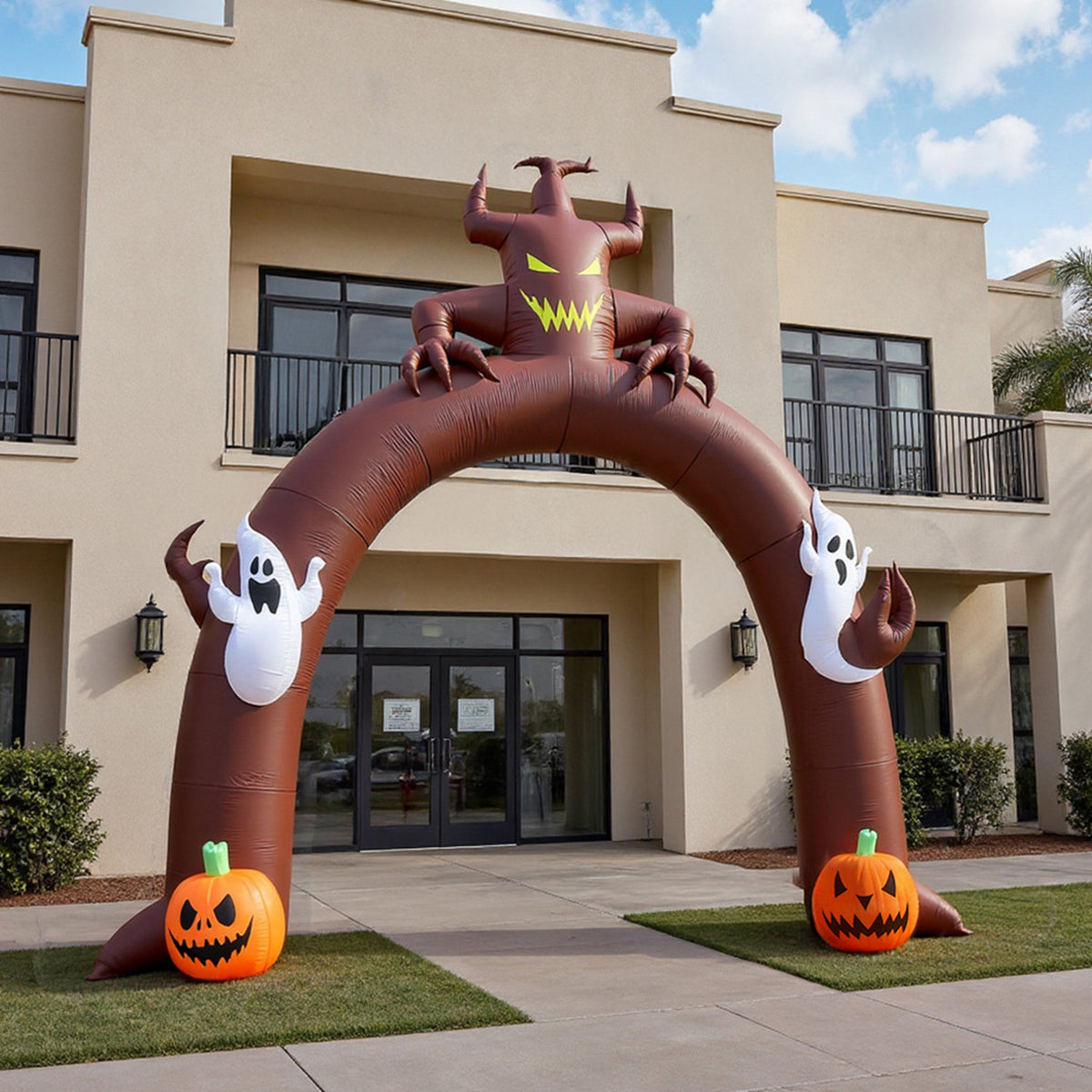 Inflatable Halloween Ghost and Pumpkin Archway 10.4ft