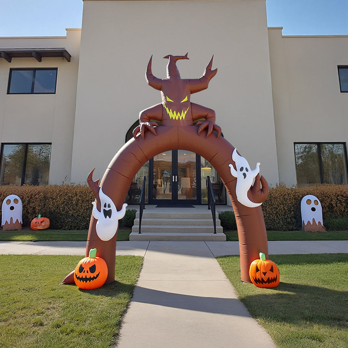 Inflatable Halloween Ghost and Pumpkin Archway 10.4ft