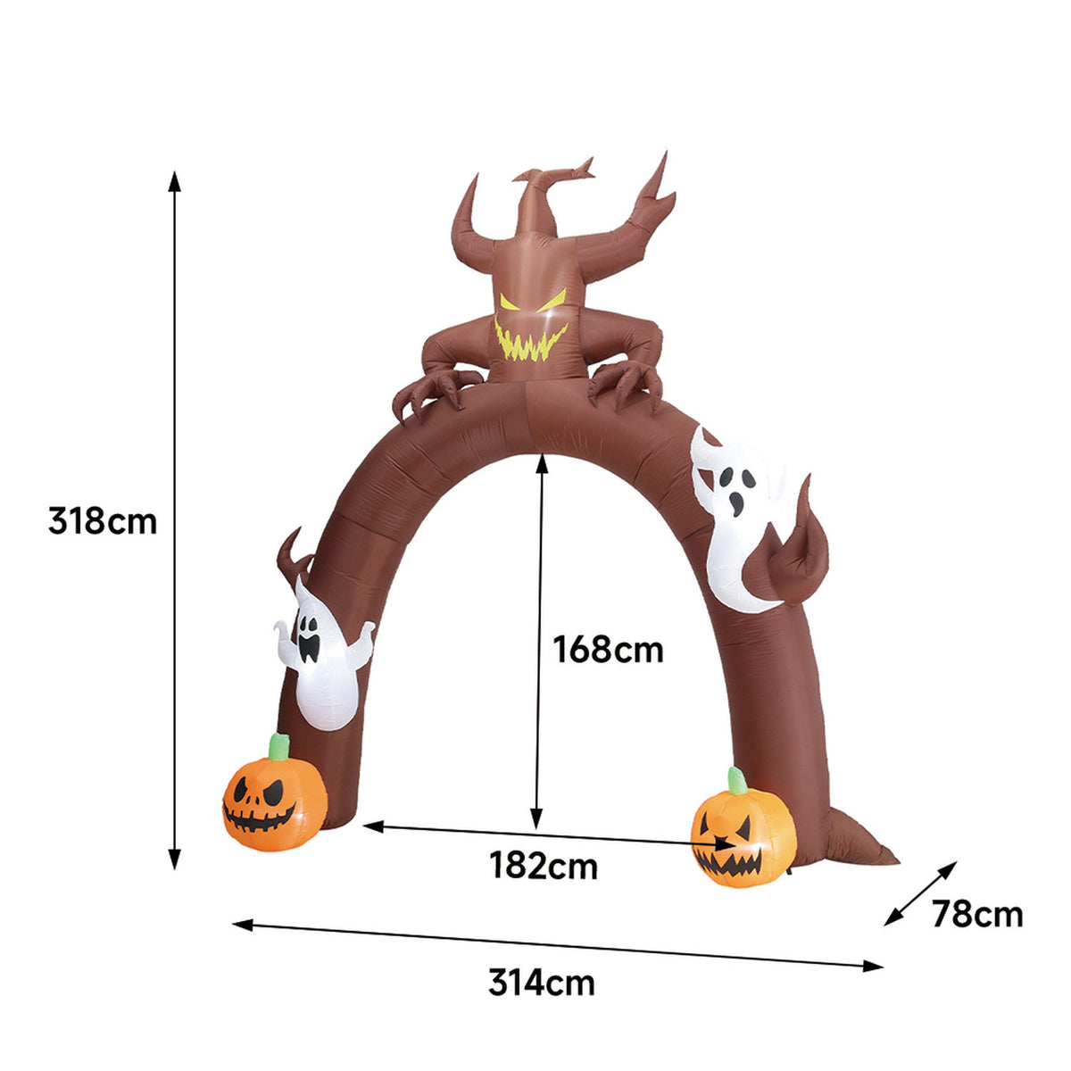 Inflatable Halloween Ghost and Pumpkin Archway 10.4ft