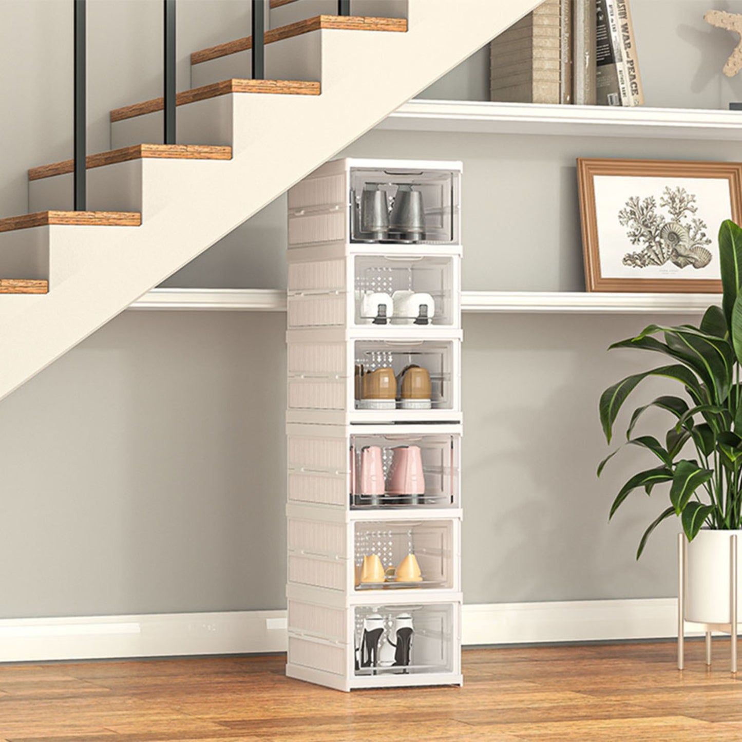 Foldable Shoe Storage 6-Tier White Box Unit