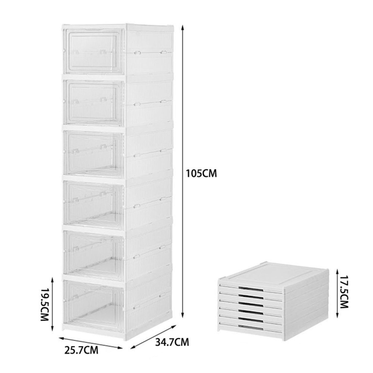 Foldable Shoe Storage 6-Tier White Box Unit