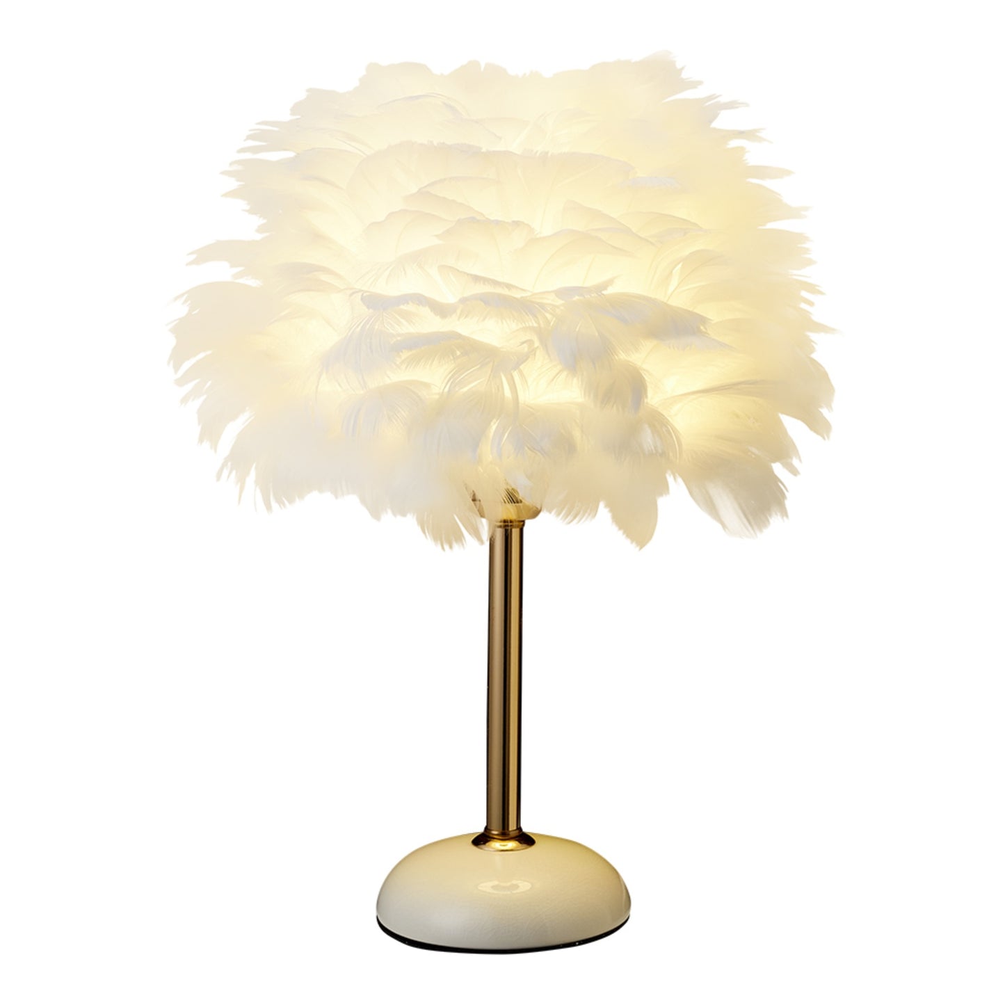 Faux Feather White LED Bedside Lamp
