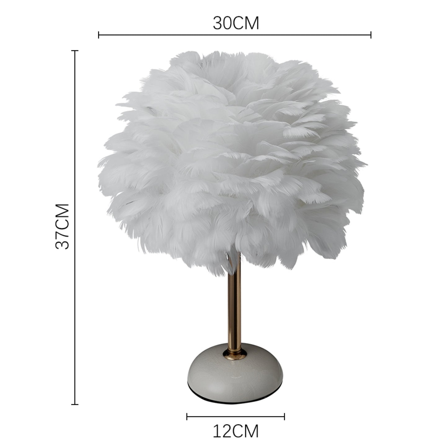 Faux Feather White LED Bedside Lamp
