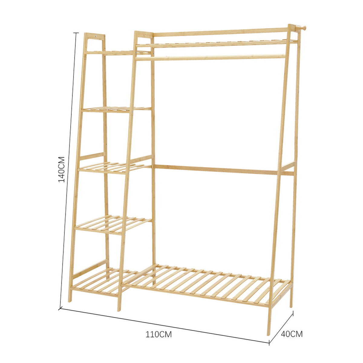 7-Tier Natural Bamboo Clothes Rack