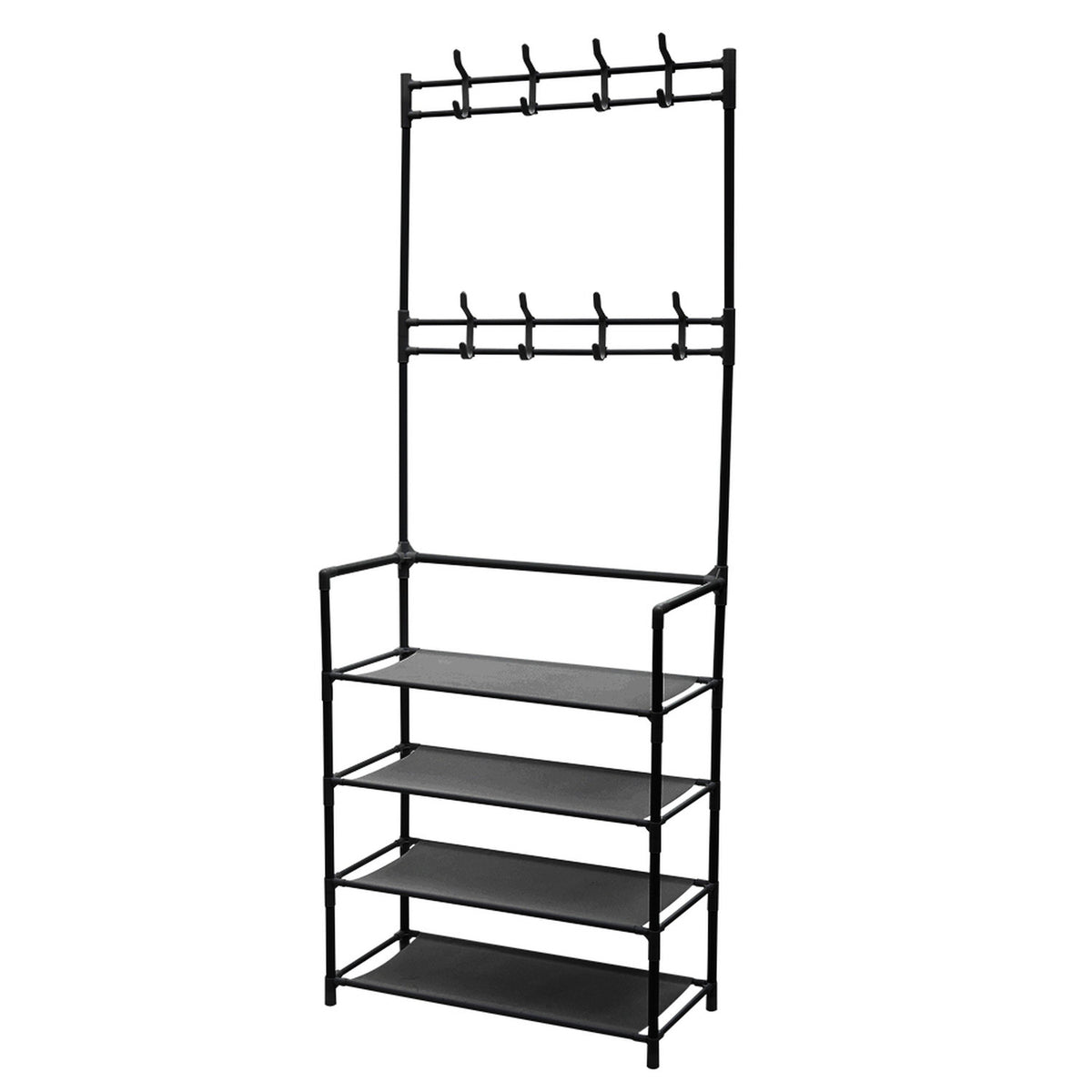 Hallway 4 Tier Shoe Rack with Coat Hanger