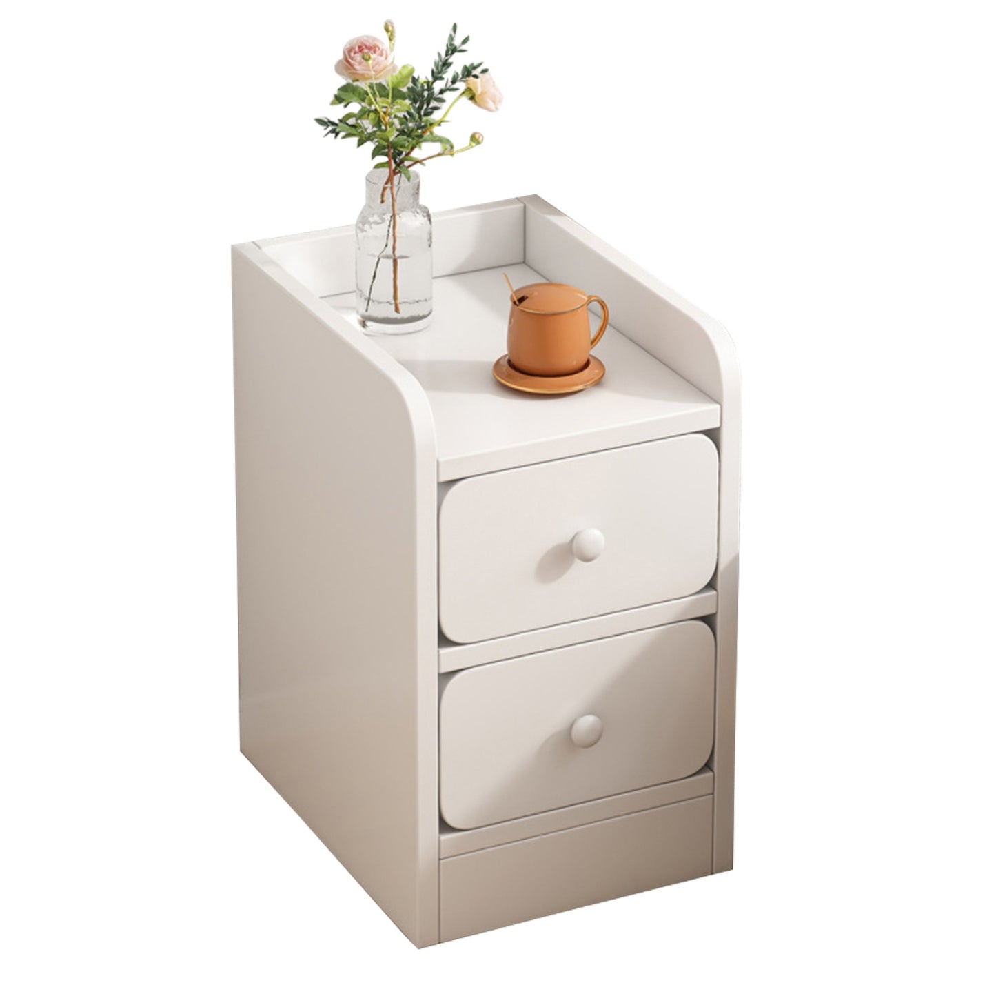 Warm White 2-Drawers Bedside Table