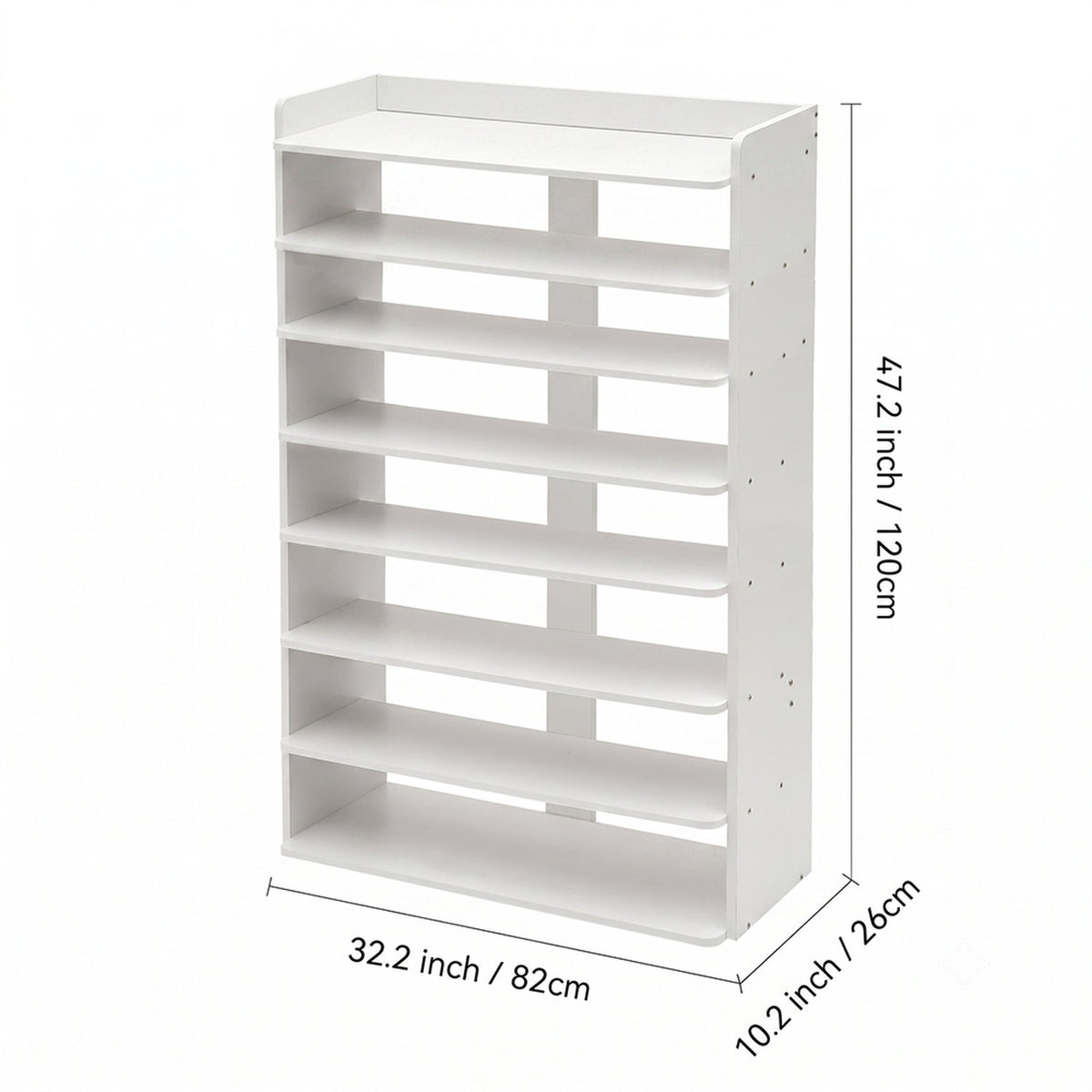 8-Tier White Wooden Shoe Rack