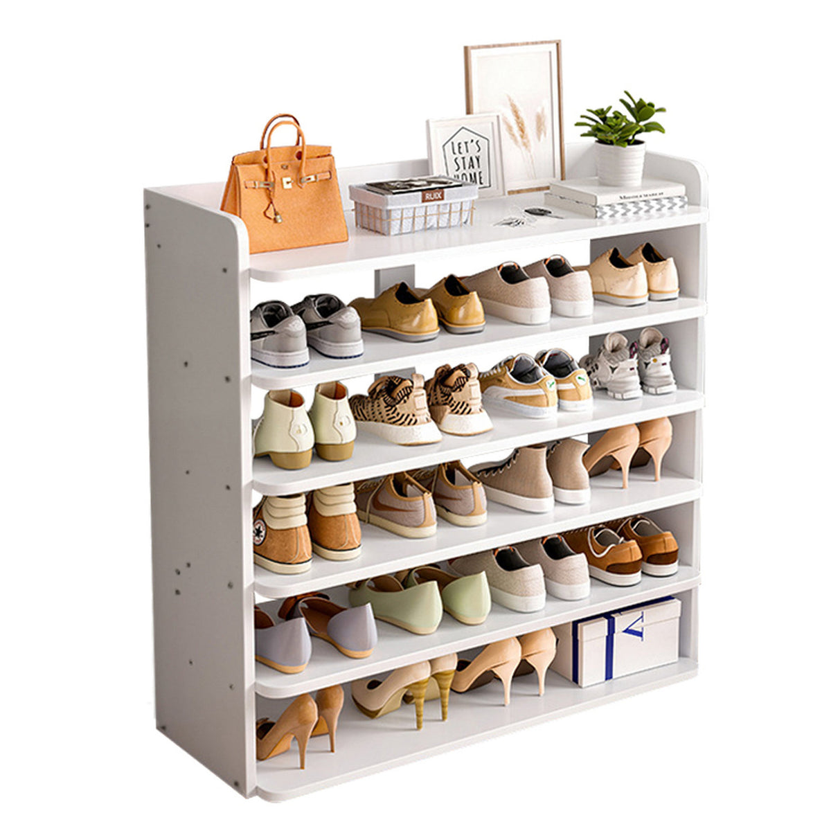 Wooden 6 Tier Shoe Rack White
