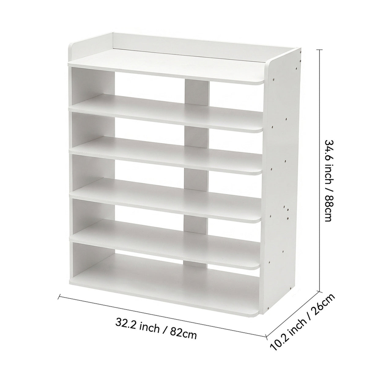 Wooden 6 Tier Shoe Rack White