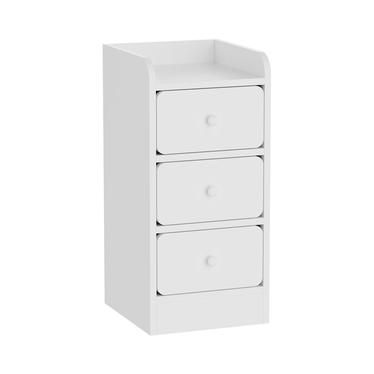 Bedside Table 3 Drawer Warm White with Raised Edge