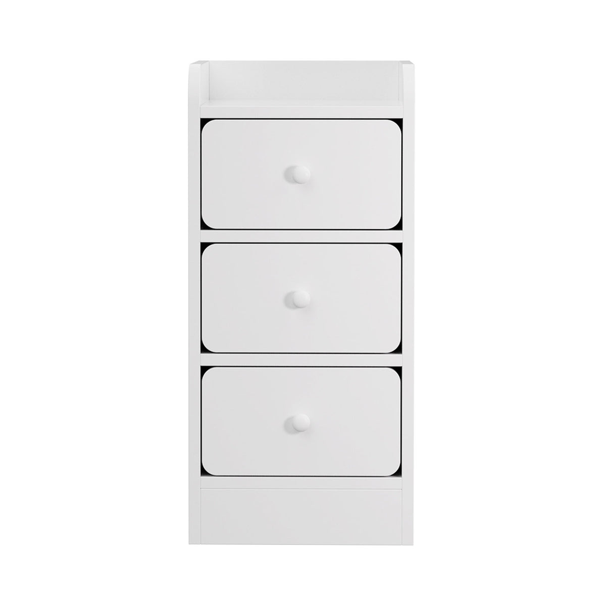 Bedside Table 3 Drawer Warm White with Raised Edge