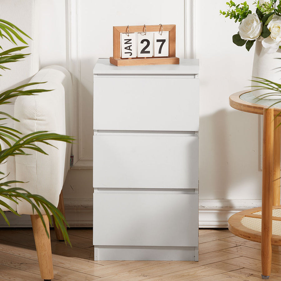 Bedside Table 3 Drawer Warm White