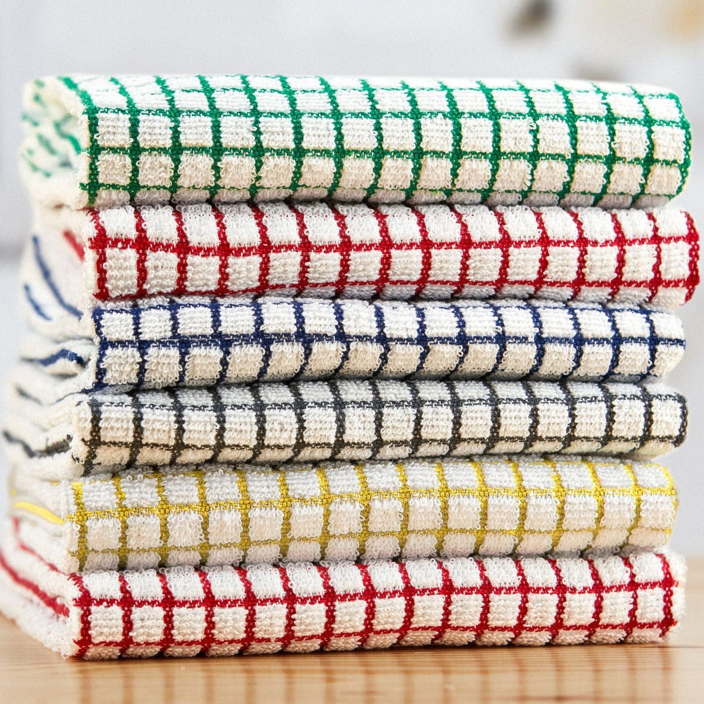 Quick Dry Checked Tea Towels (Pack of 6)