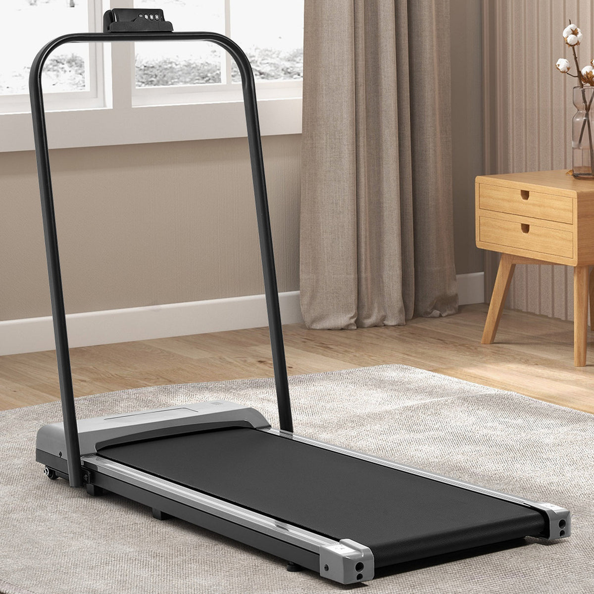 Foldable Indoor Silver Grey Electric Treadmill
