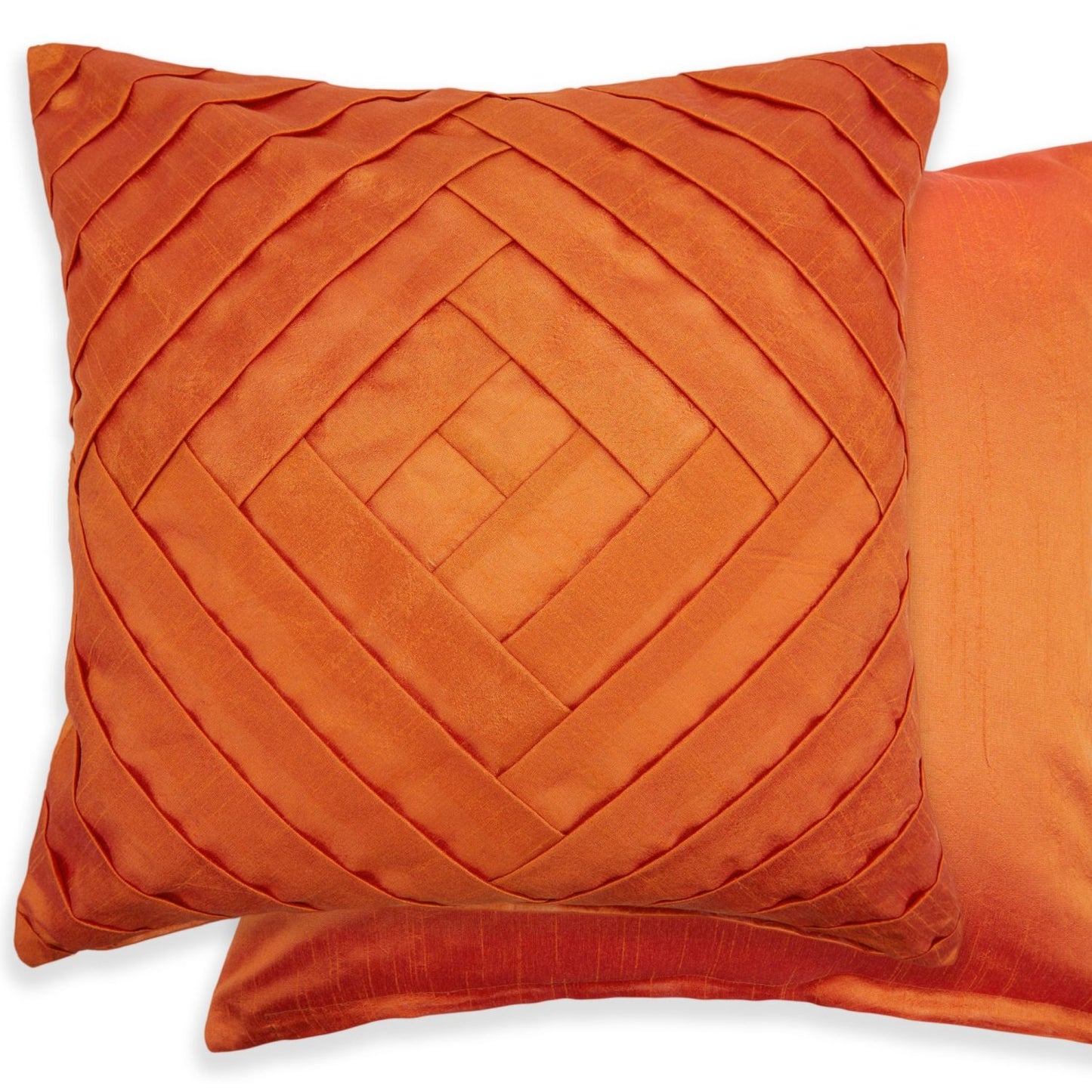 Serenity Burnt Orange Pleated Cushion Cover Pair