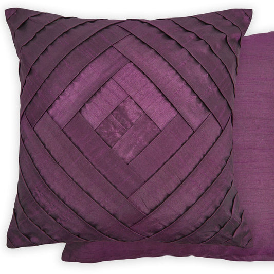 Serenity Plum Pleated Cushion Cover Pair