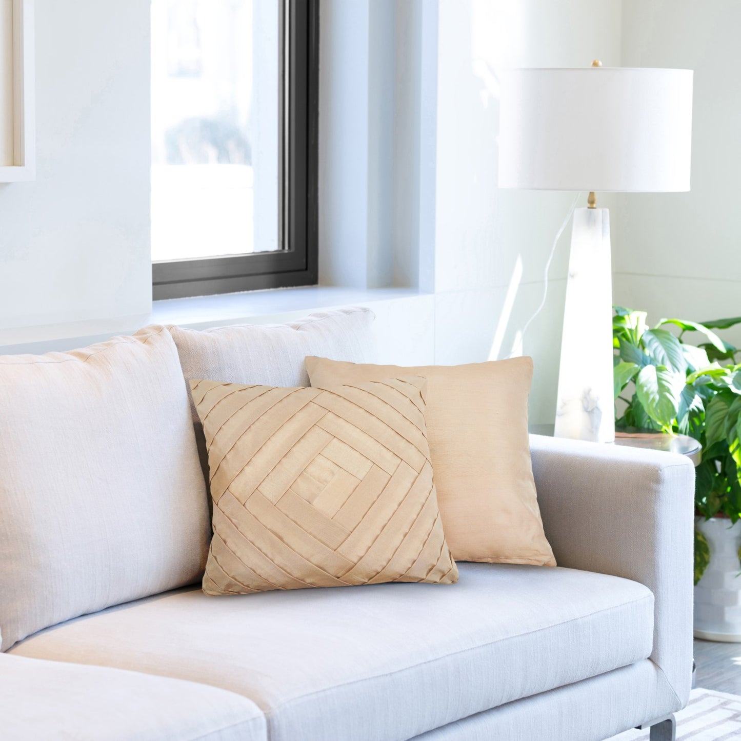 Serenity Taupe Pleated Cushion Cover Pair