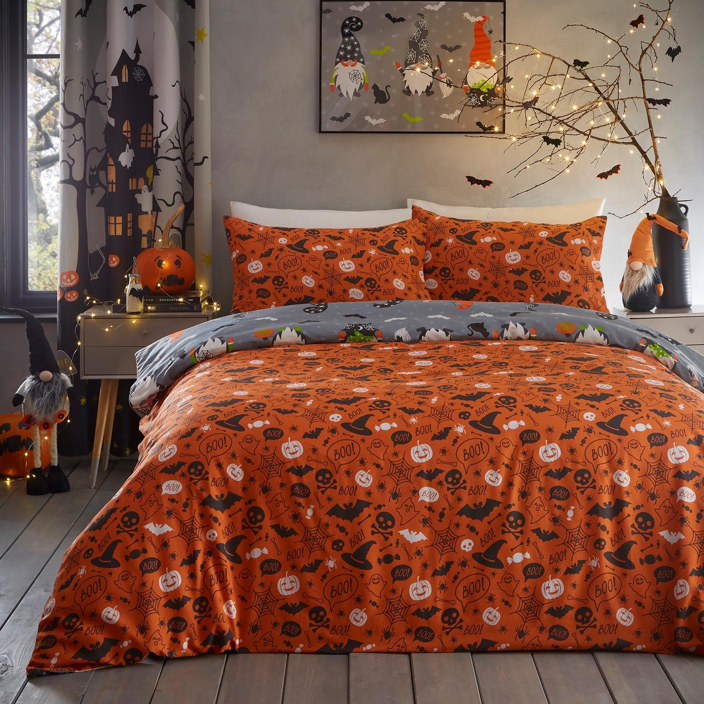 Scary Gonks Glow in the Dark Grey Reversible Duvet Set