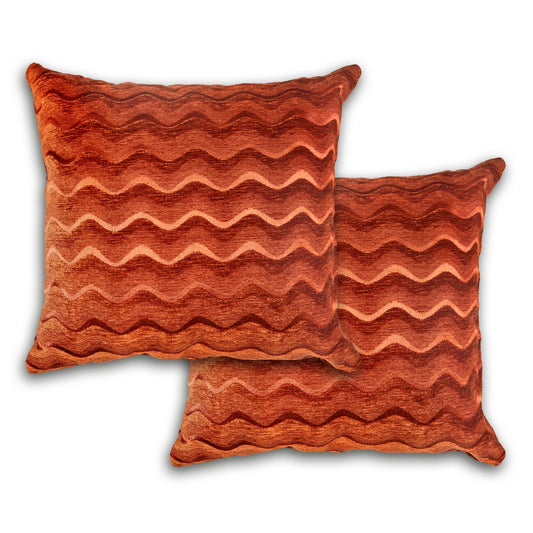 Sinead Terracotta Satin Chenille Cushion Cover Pair