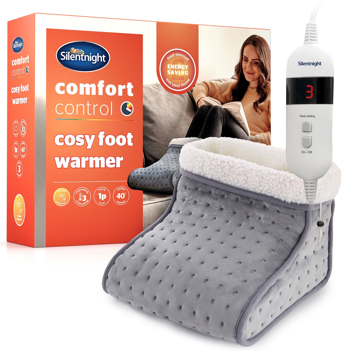 Silentnight Comfort Control Grey Cosy Foot Warmer