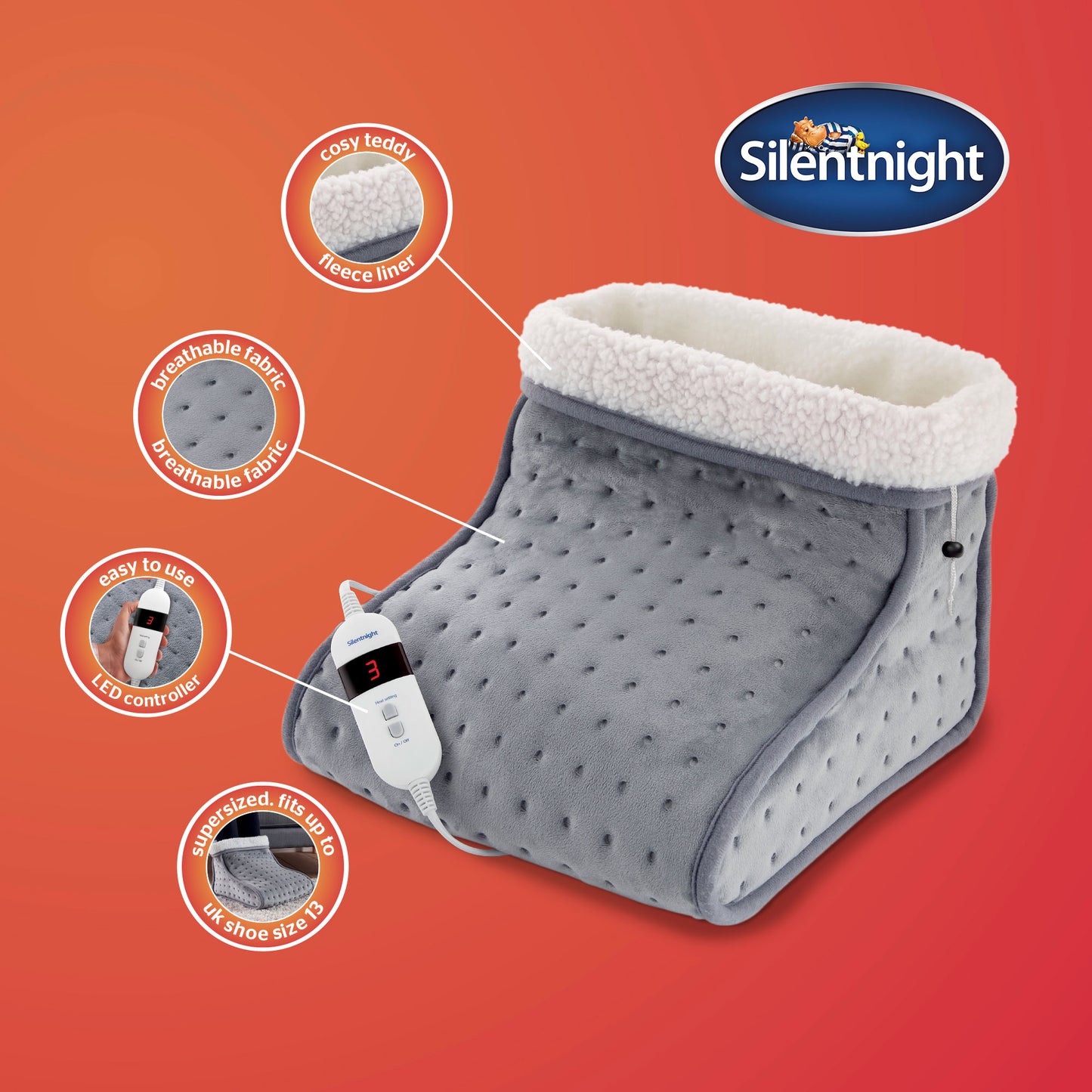 Silentnight Comfort Control Grey Cosy Foot Warmer