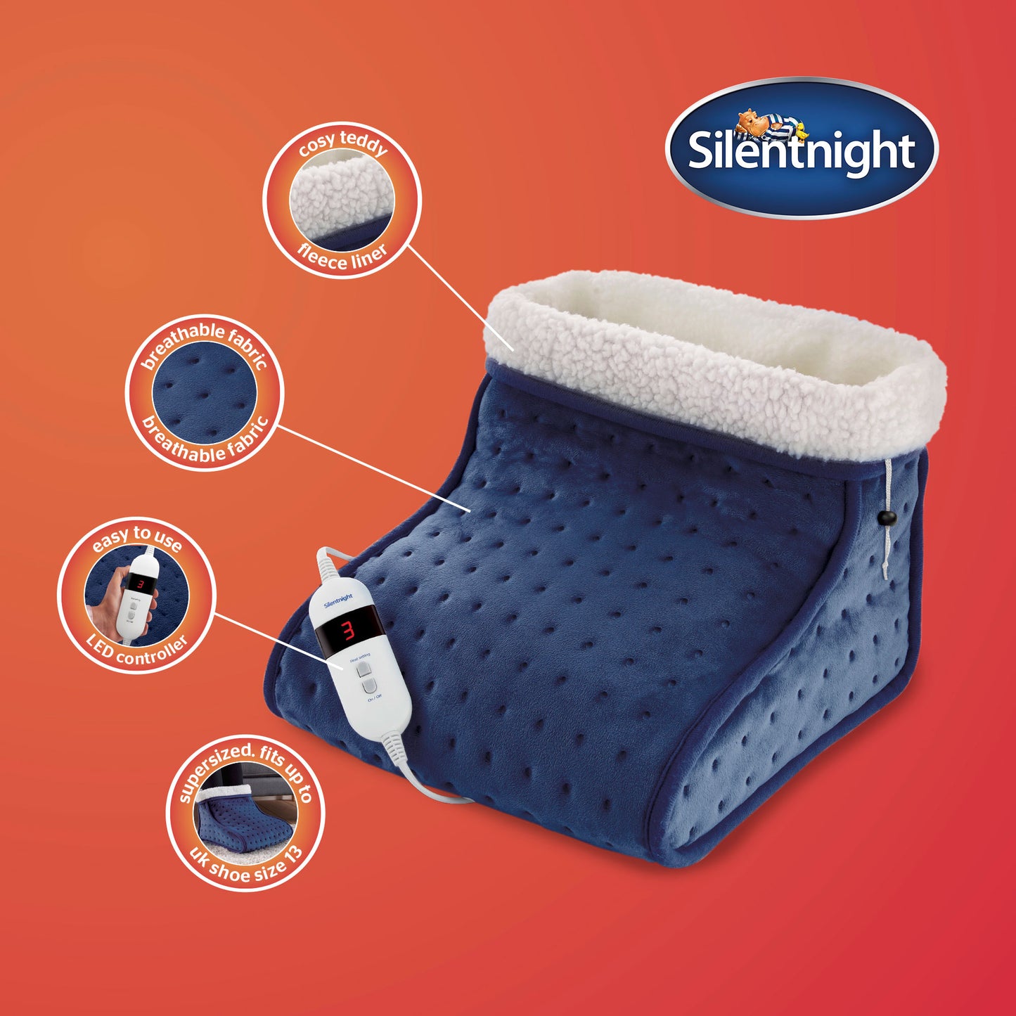 Silentnight Comfort Control Cosy Navy Foot Warmer