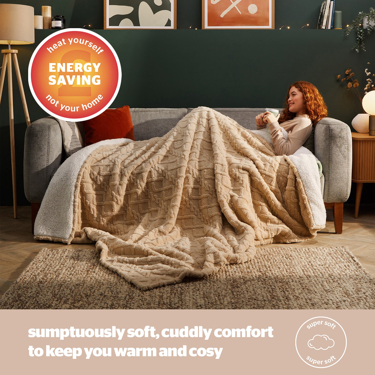 Silentnight Snugsie Natural Cable Supersize Family Blanket