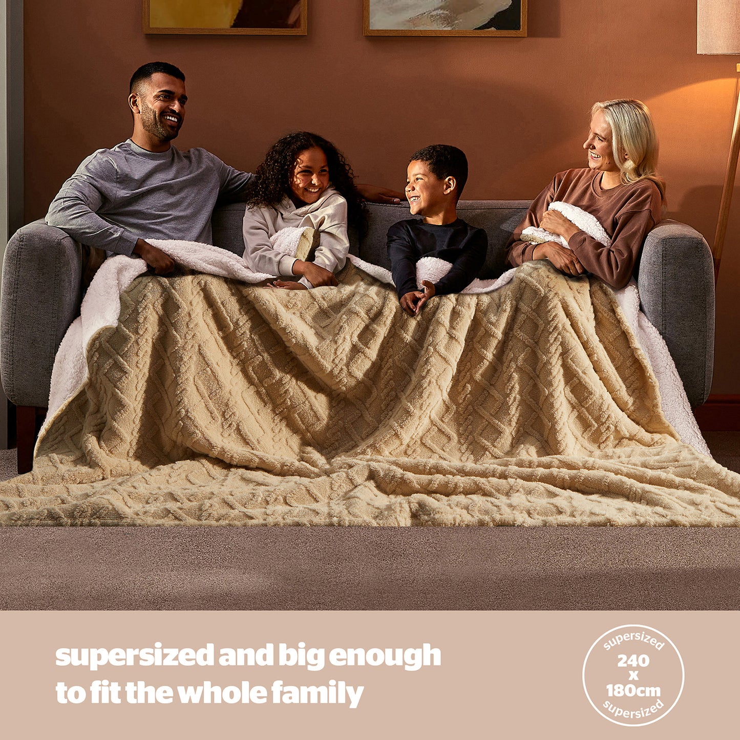 Silentnight Snugsie Natural Cable Supersize Family Blanket