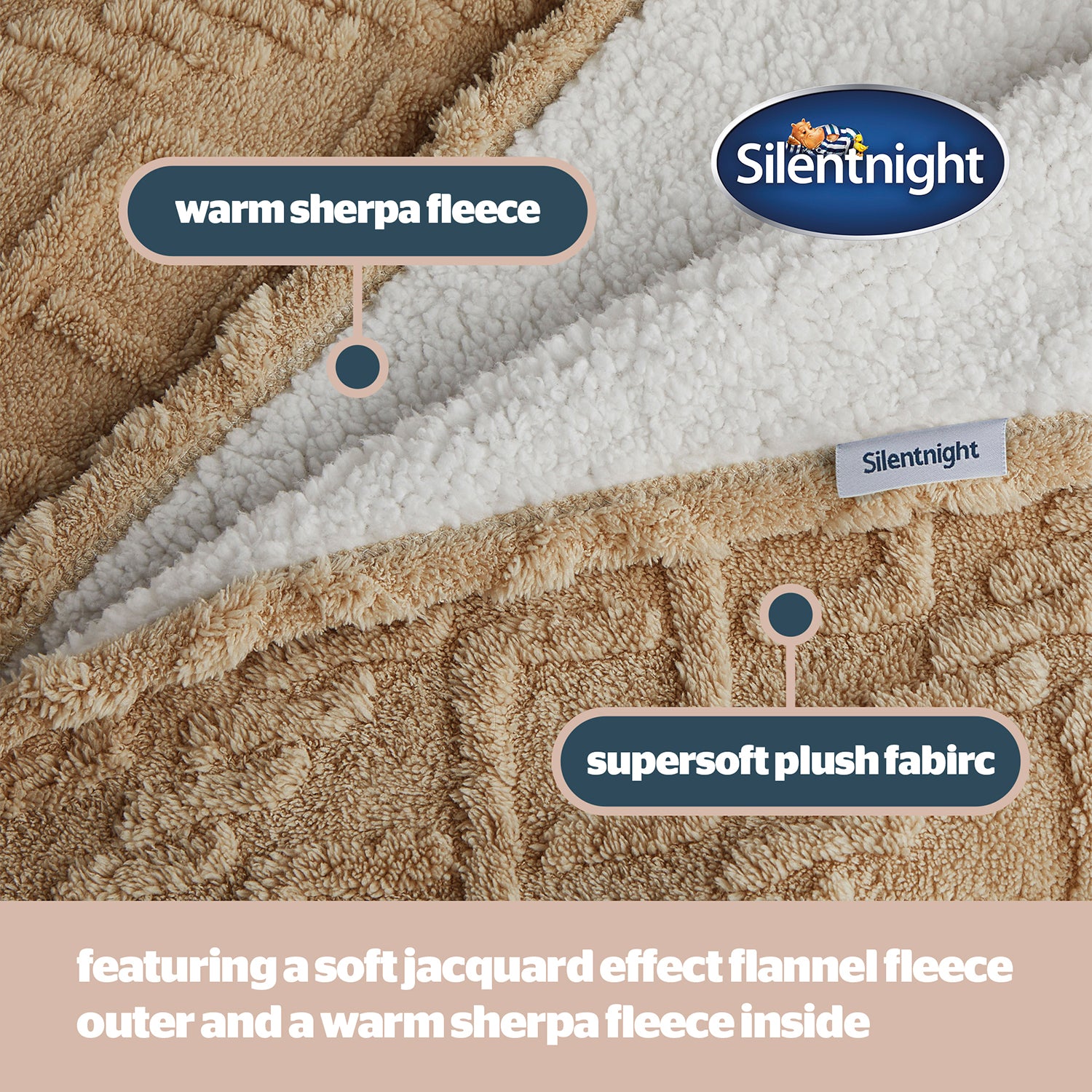 Silentnight Snugsie Natural Cable Supersize Family Blanket