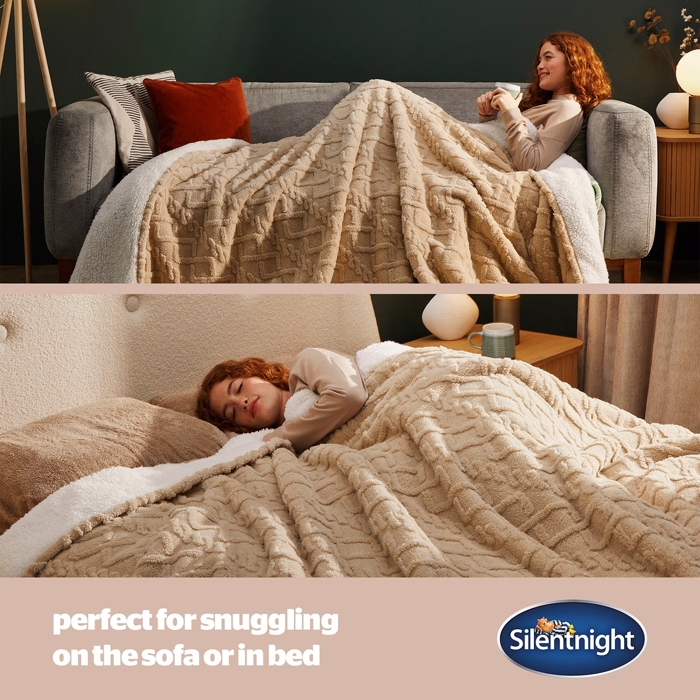 Silentnight Snugsie Natural Cable Supersize Family Blanket