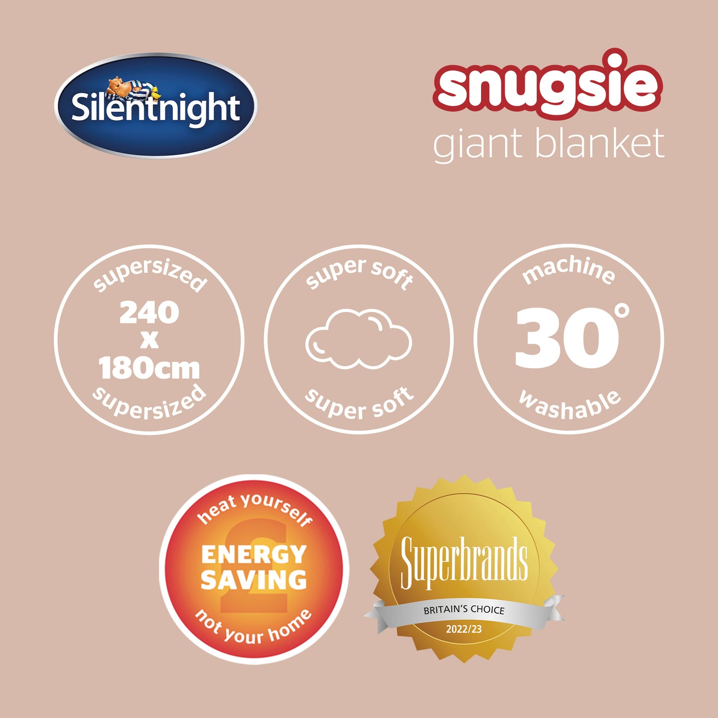 Silentnight Snugsie Natural Cable Supersize Family Blanket