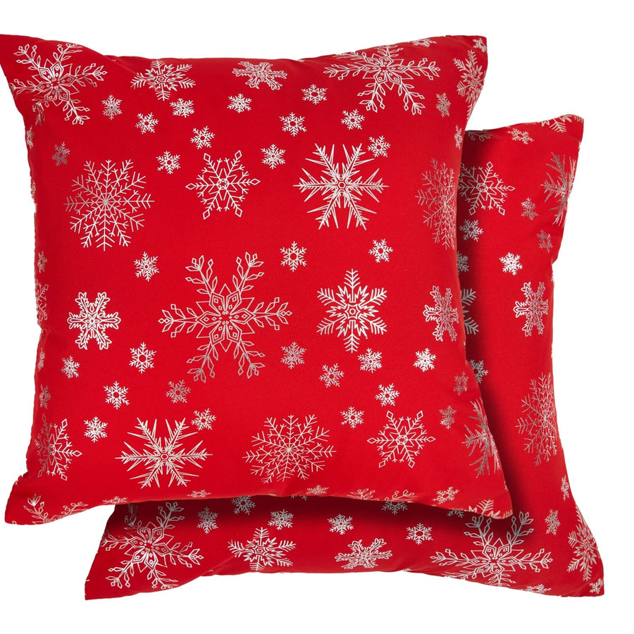 Snowflake Red Cushion Cover (Pair)