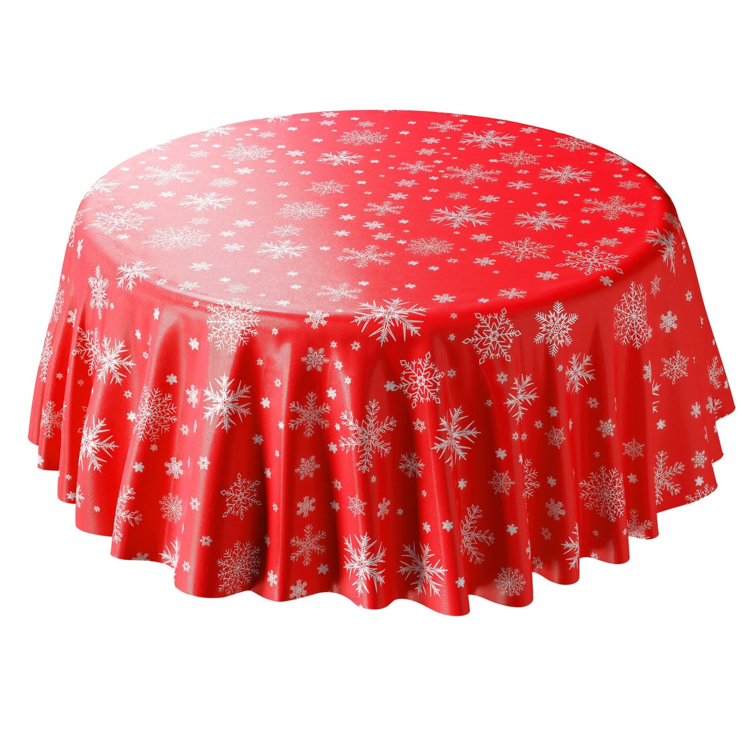 Snowflake Red Foil Print Christmas Table Cloth