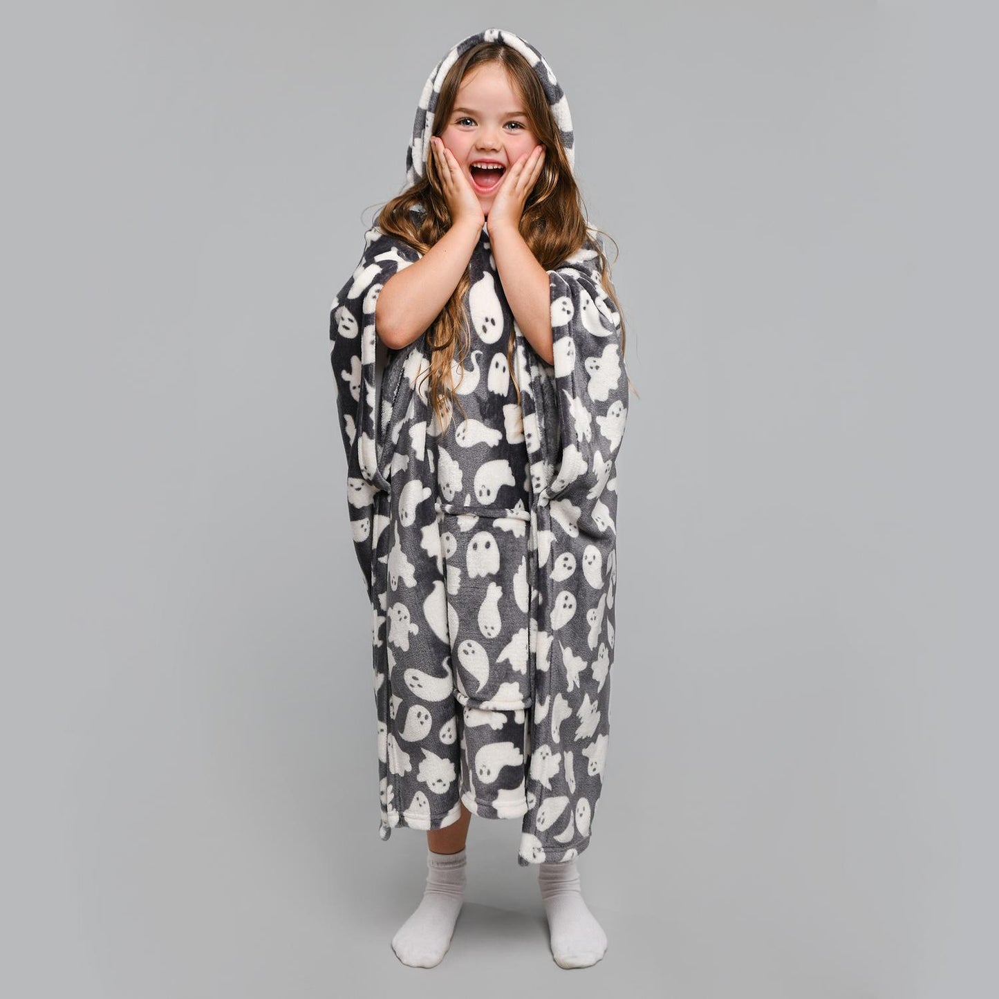Spooky Ghosts Fleece Poncho