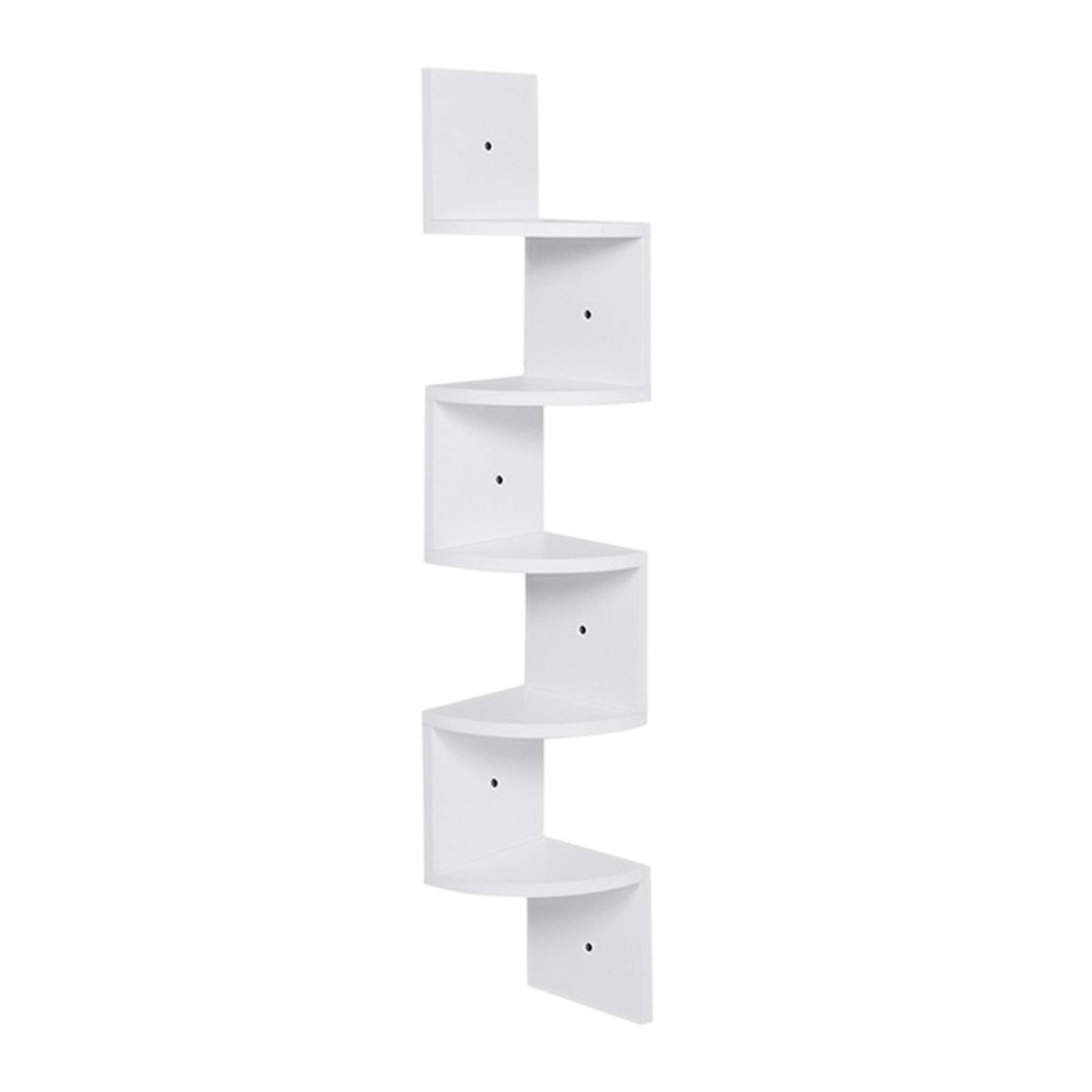 Wooden Zigzag Floating Corner Shelves 5-Tier White