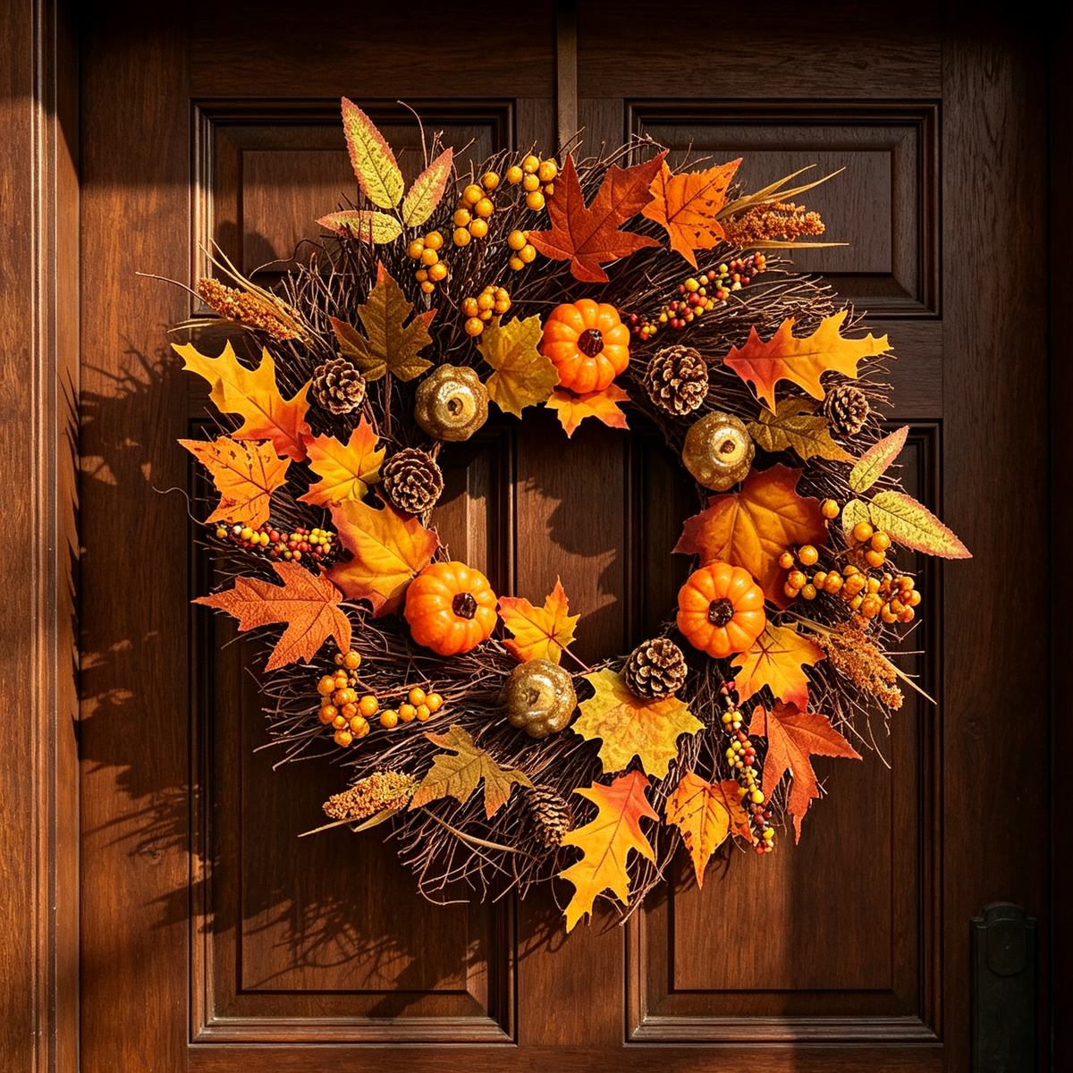 Autumn Harvest Fall Pumpkin Door Wreath 45cm