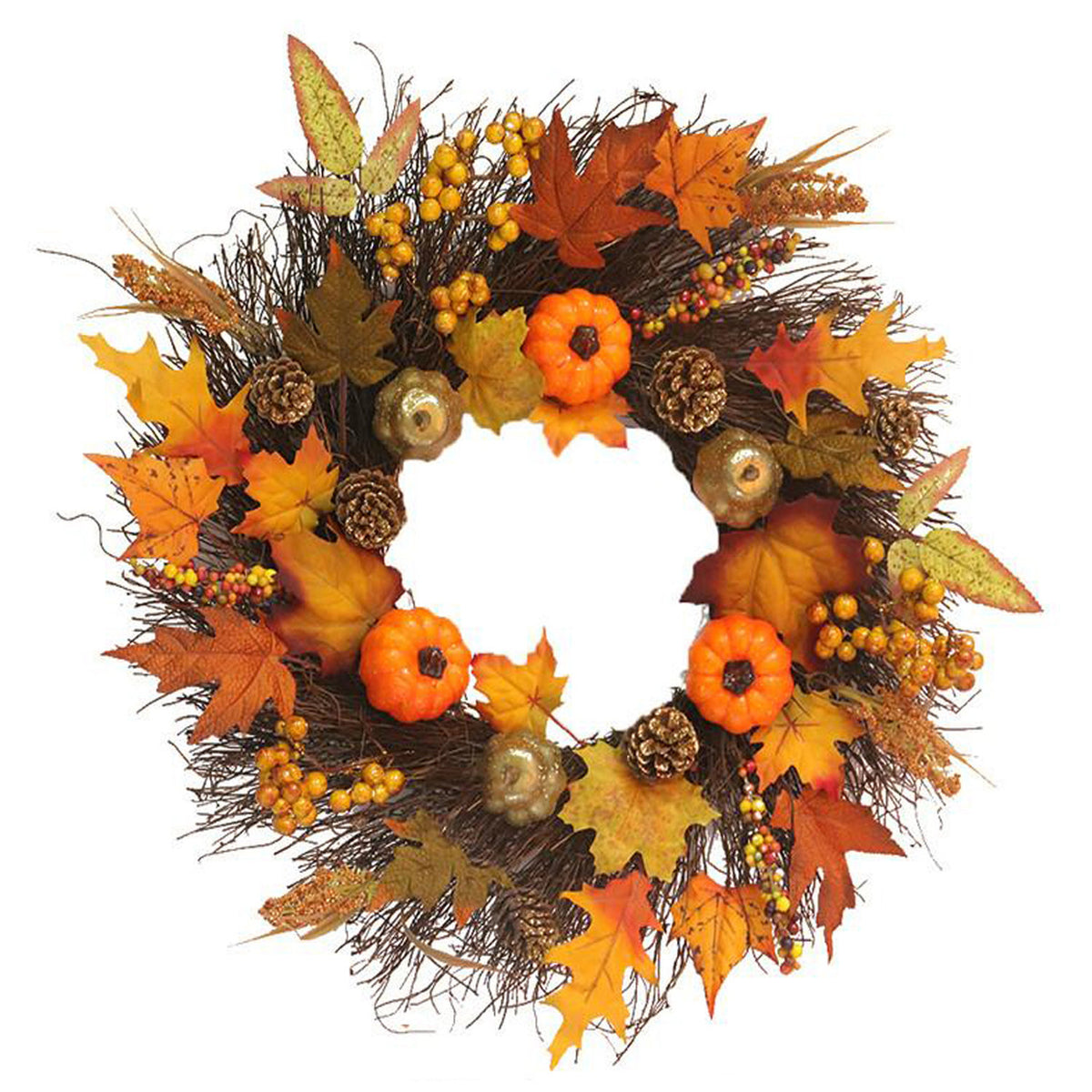 Autumn Harvest Fall Pumpkin Door Wreath 45cm