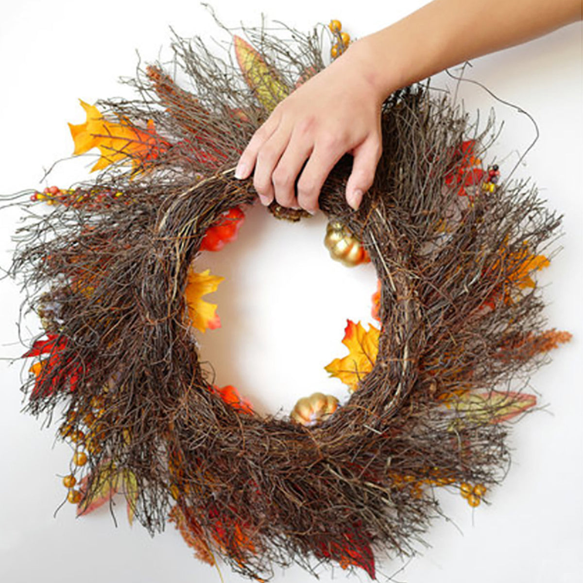 Autumn Harvest Fall Pumpkin Door Wreath 45cm