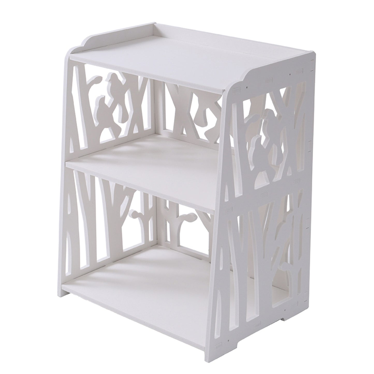 White Rustic Bird Cutout Bedside Table