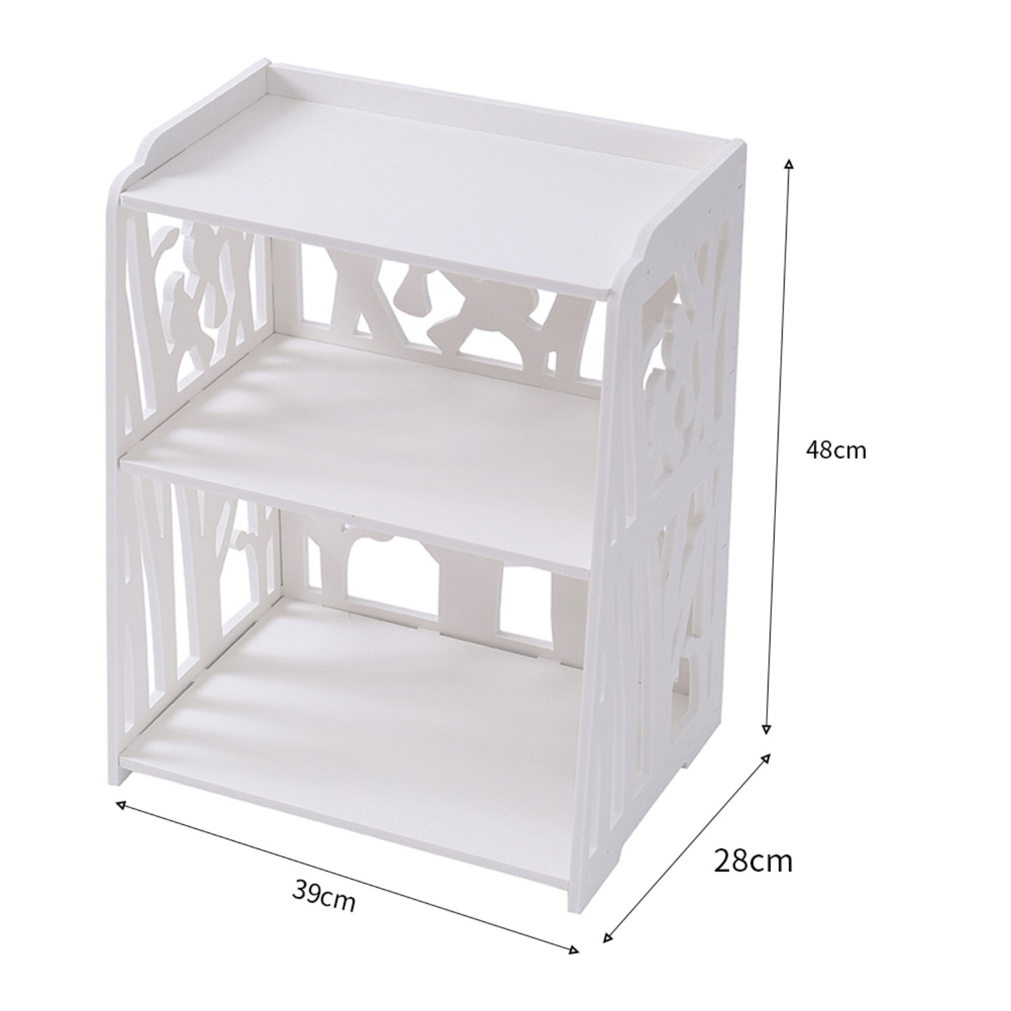 White Rustic Bird Cutout Bedside Table
