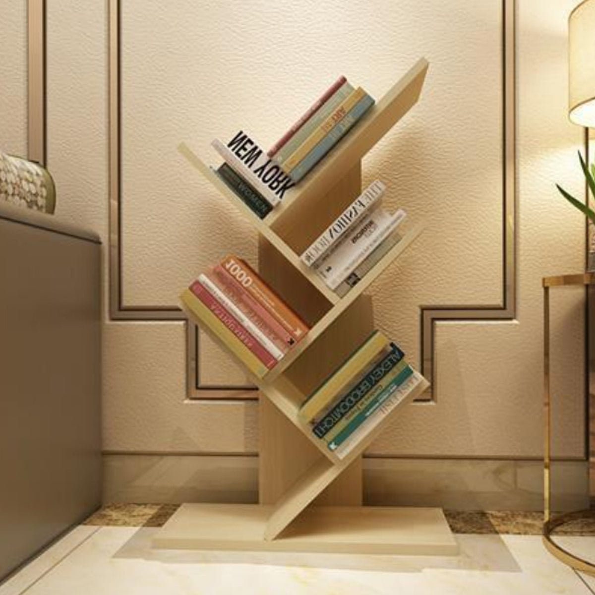 Tree Shaped Natural Bookshelf 5 Tier