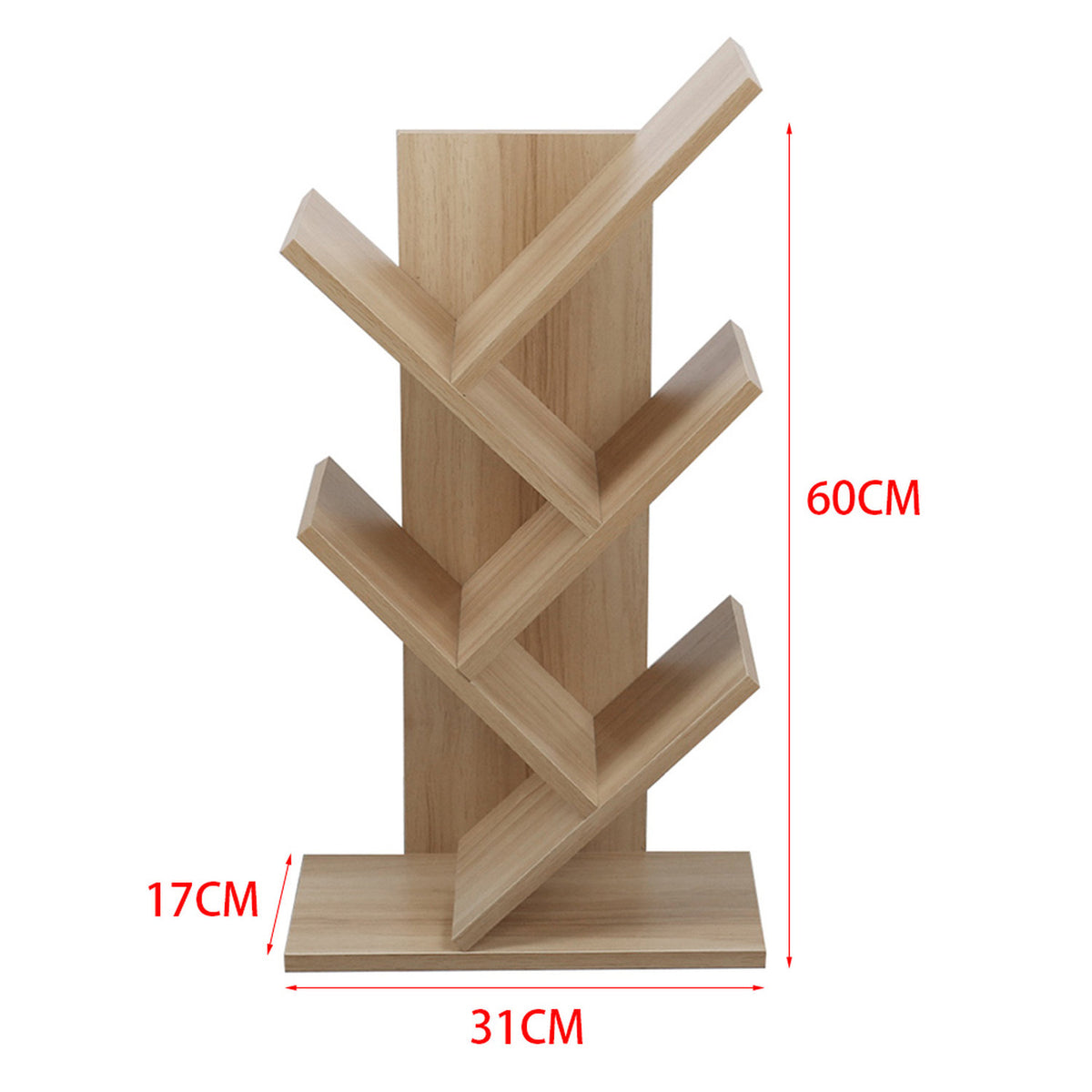 Tree Shaped Natural Bookshelf 5 Tier