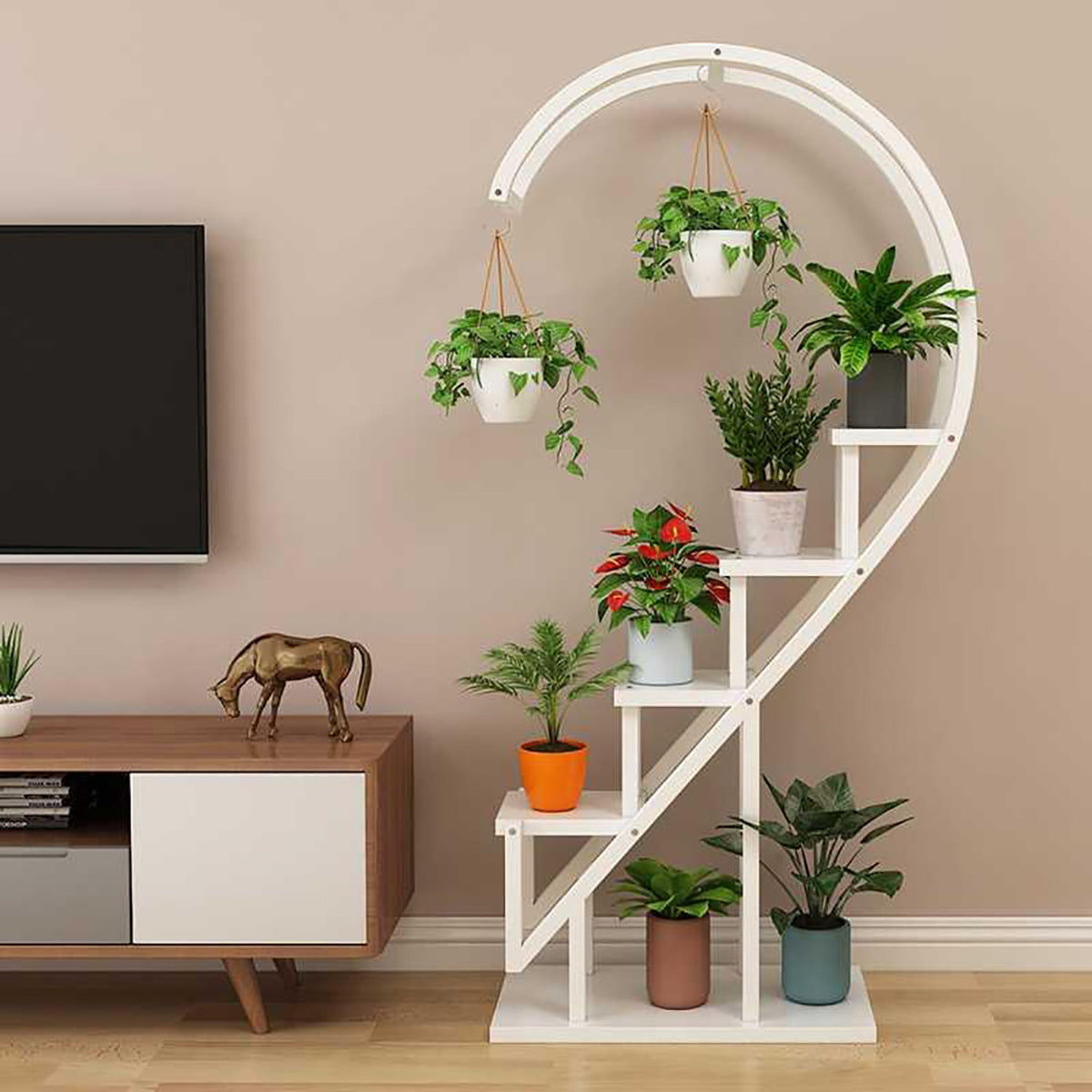 Multi Tiered White Arc Plant Stand