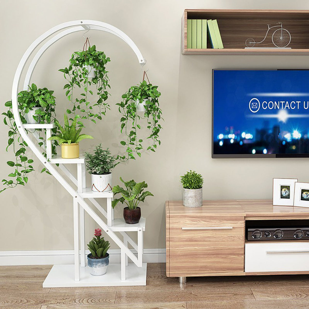 Multi Tiered White Arc Plant Stand