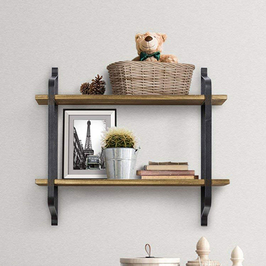 Industrial Retro 2 Tier Wooden Shelf