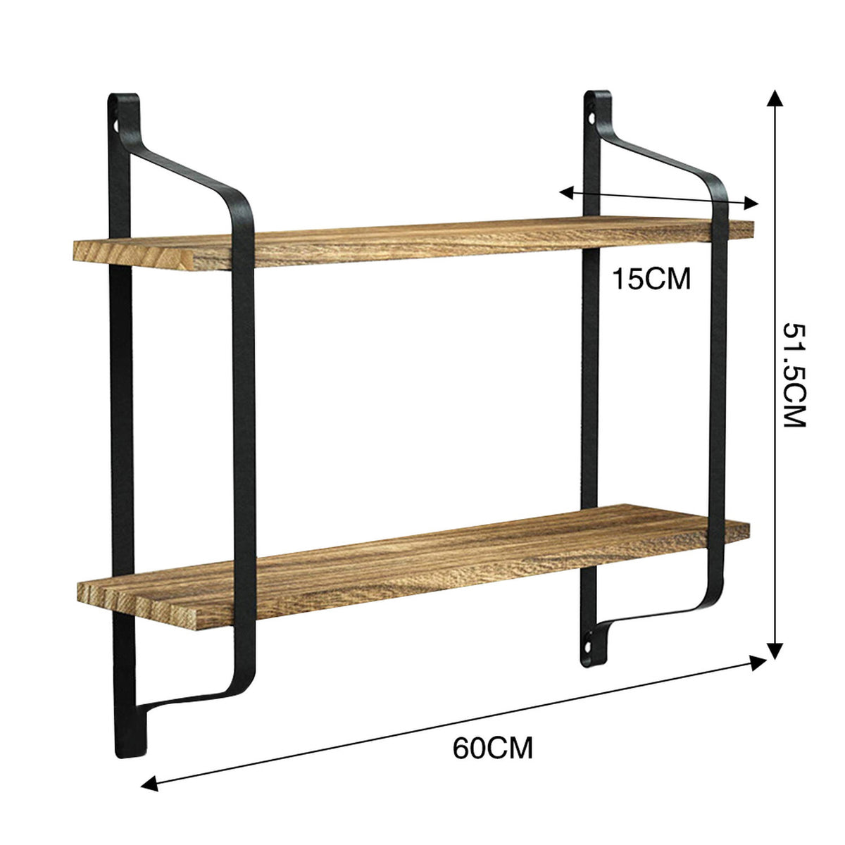 Industrial Retro 2 Tier Wooden Shelf