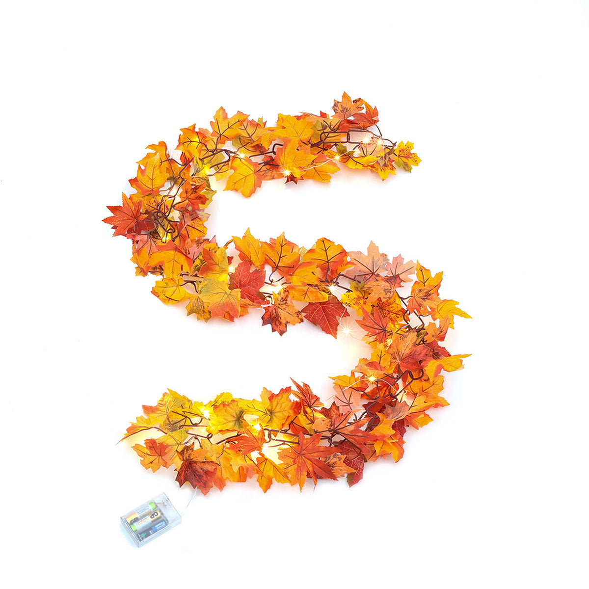 Maple Leaves Garland with LED Lights 170cm